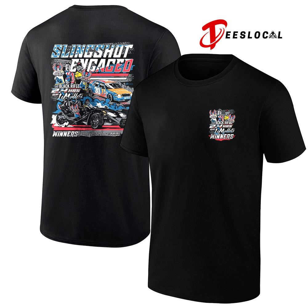 Le Mullet the Black Rifle winners slingshot engaged car racing graphic shirt