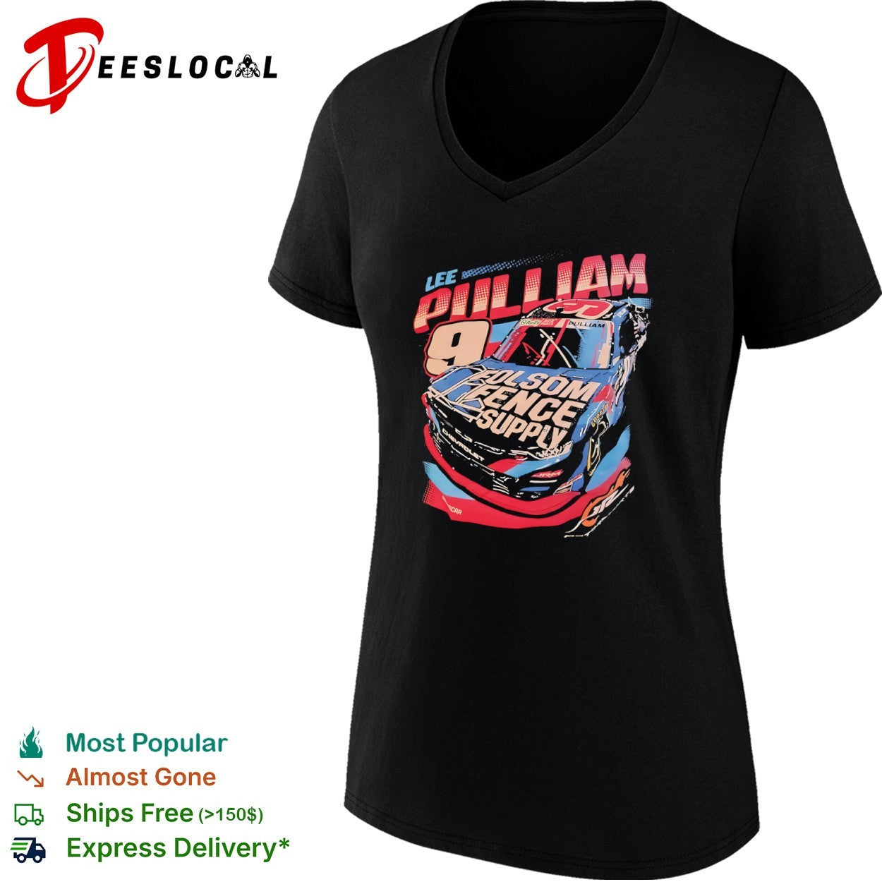 Lee Pulliam 9 Chevrolet NASCAR Folsom Fence Supply OReilly Auto Parts racing shirt