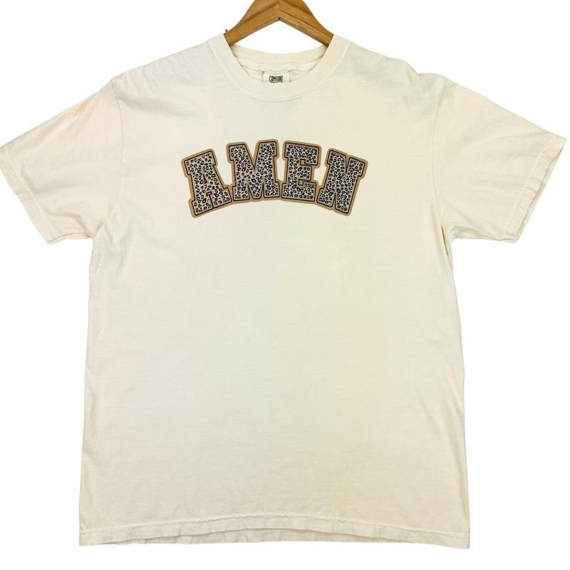 Leopard AMEN Chenille Patch Comfort Colors T-Shirt Hoodie, Sweatshirt | CiraTrend.com