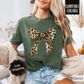 Leopard Bow Shirt Comfort Colors,  Coquette Cheetah Tshirt Hoodie, Sweatshirt | CiraTrend.com