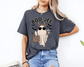Leopard Print Boo - Jee Halloween Ghost with Coffee. Casual Everyday Softstyle Halloween Unisex T-Shirt. Hoodie, Sweatshirt