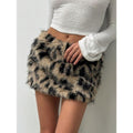 Leopard Print Fuzzy Fur Skirt Low Rise Mini Y2k Party Club Skirts T-Shirts, Hoodie, Sweatshirt | CiraTrend.com