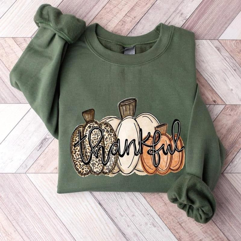 Leopard Pumpkin Sweatshirt, Pumpkin Season Sweater, Thanksgiving Sweatshirt, Halloween Sweatshirt, Fall Apparel T-Shirts,...