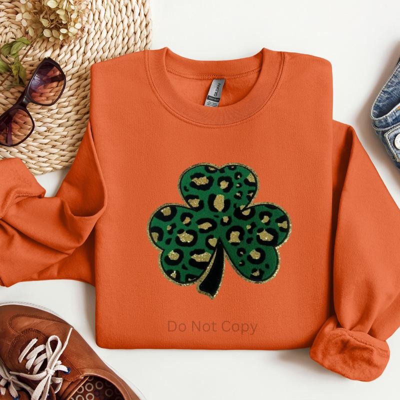 Leopard Shamrock Chenille Patch T-Shirts, Hoodie, Sweatshirt | CiraTrend.com