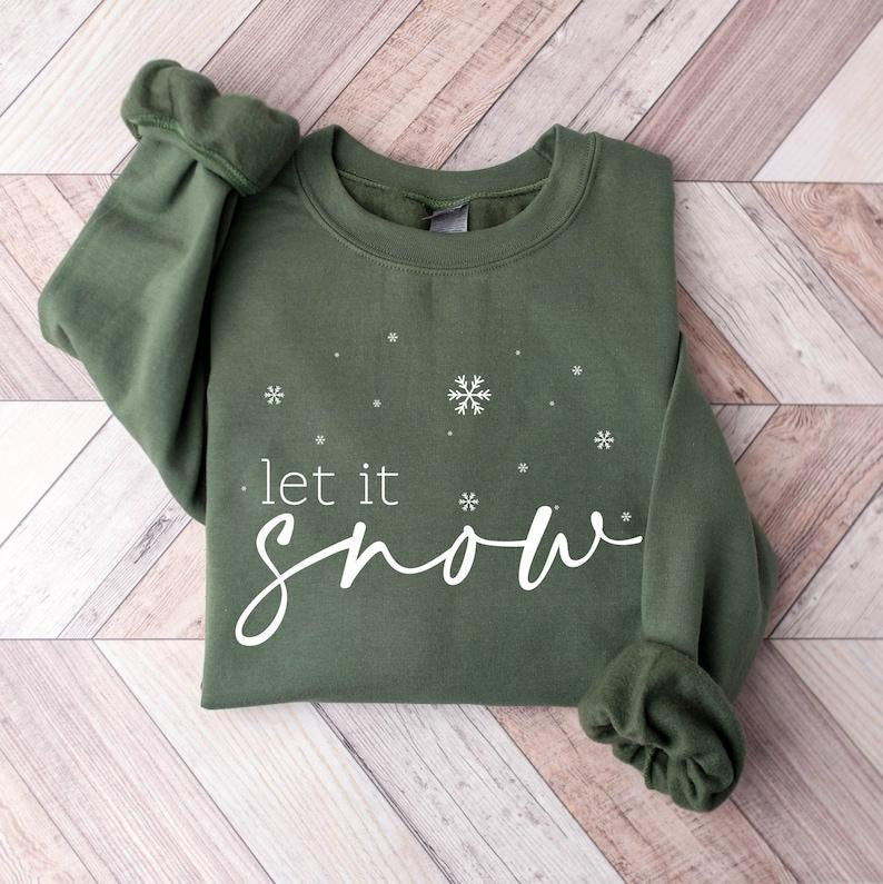 Let Is Snow Sweatshirt, Winter Sweatshirt, Snowflake Sweatshirt, Womens Christmas Sweatshirt, Christmas Shirt, Holiday...