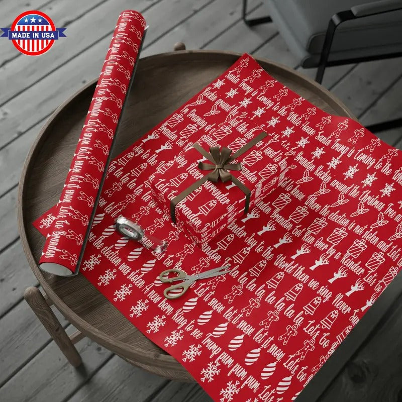 Let's Go Brandon Christmas Gift Wrap Red 2023 Version Pro Trump Gift Wrap Funny Christmas Songs Red Christmas Wrap - Maga...