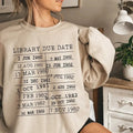 Library Sweatshirt, Librarian Hoodie, Library Return Card, Library Date Due Womenswear Sweater, Book Crewneck, Bookish, Book Lover gift, Librarian Gift