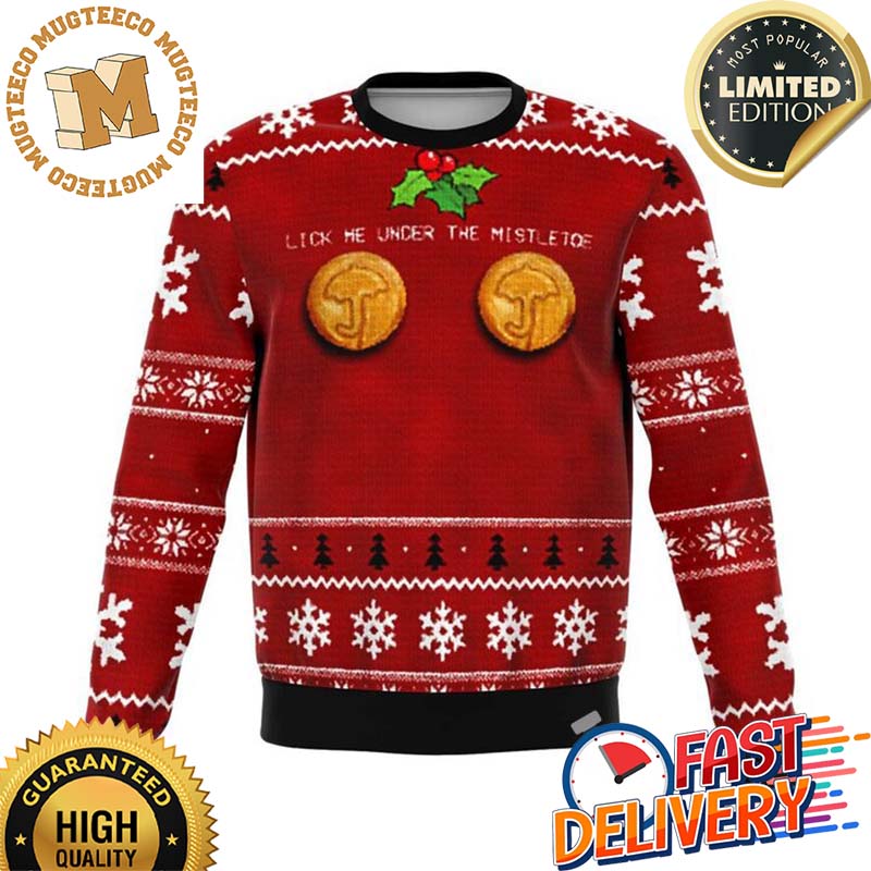 Lick He Under The Mistletoe Ugly Christmas Sweater For Holiday 2023 Xmas Gifts