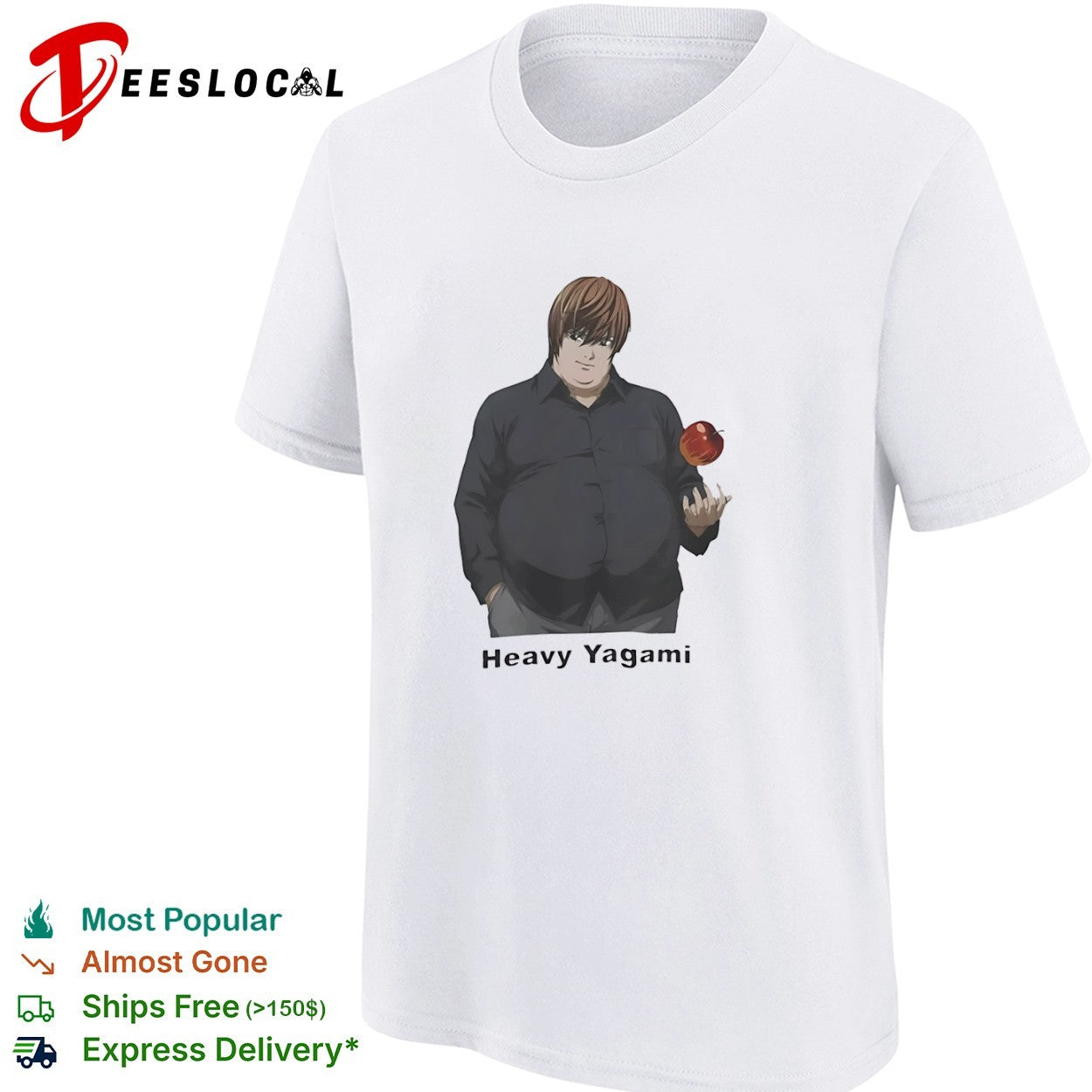 Light Death Note fat anime Heavy Yagami shirt