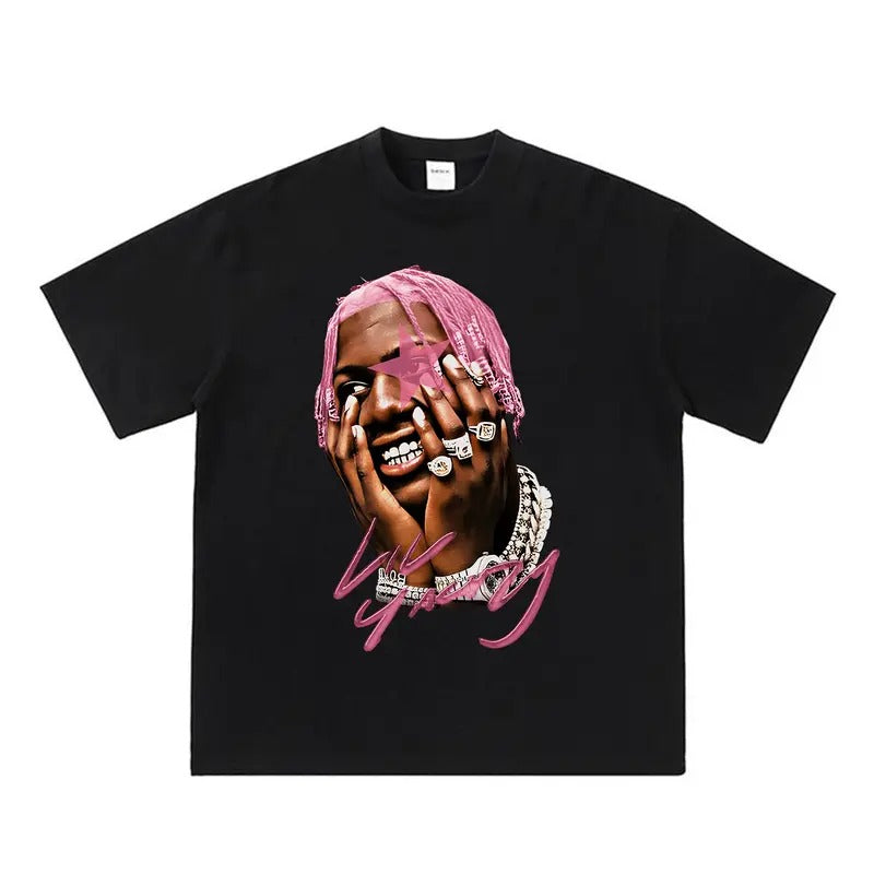 Lil Star Yachty Pink Big Face Graphic Rap Tee - Cool and Playful Hoodie, Sweatshirt | CiraTrend.com