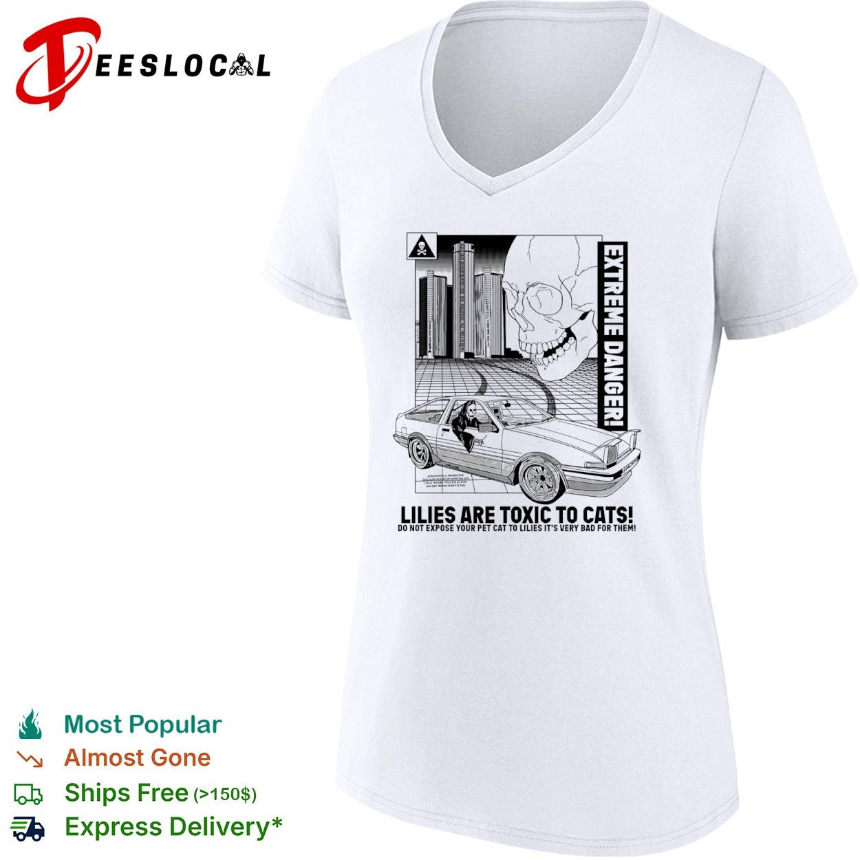 Lilies Are Toxic To Cats Extreme Danger Grim Reaper Toyota AE86 Drift Car shirt