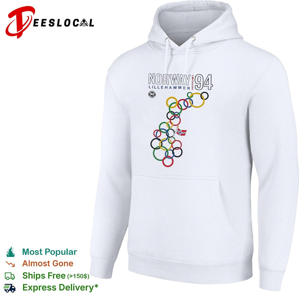 Lillehammer Wintergames rings map Norway 1994 shirt