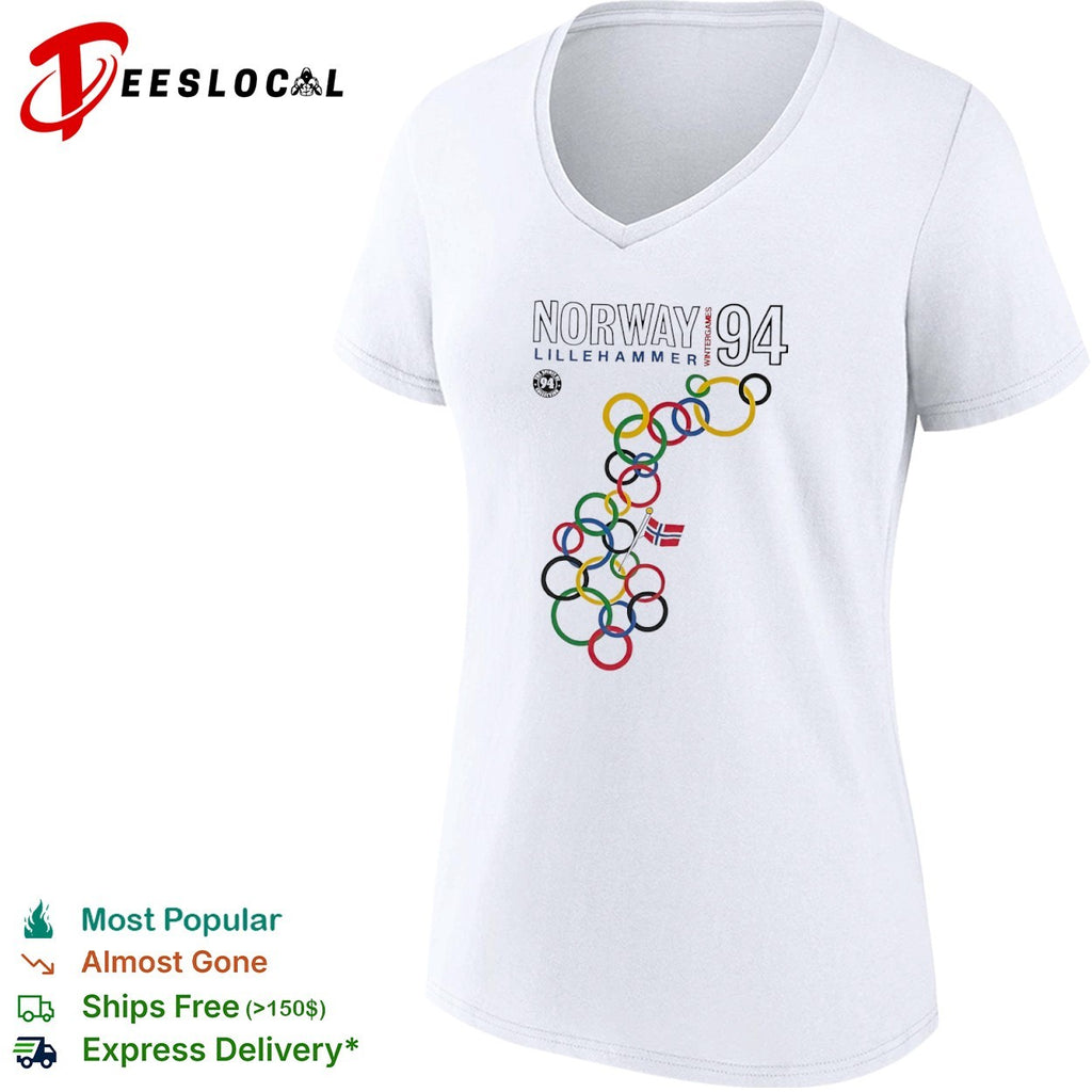 Lillehammer Wintergames rings map Norway 1994 shirt