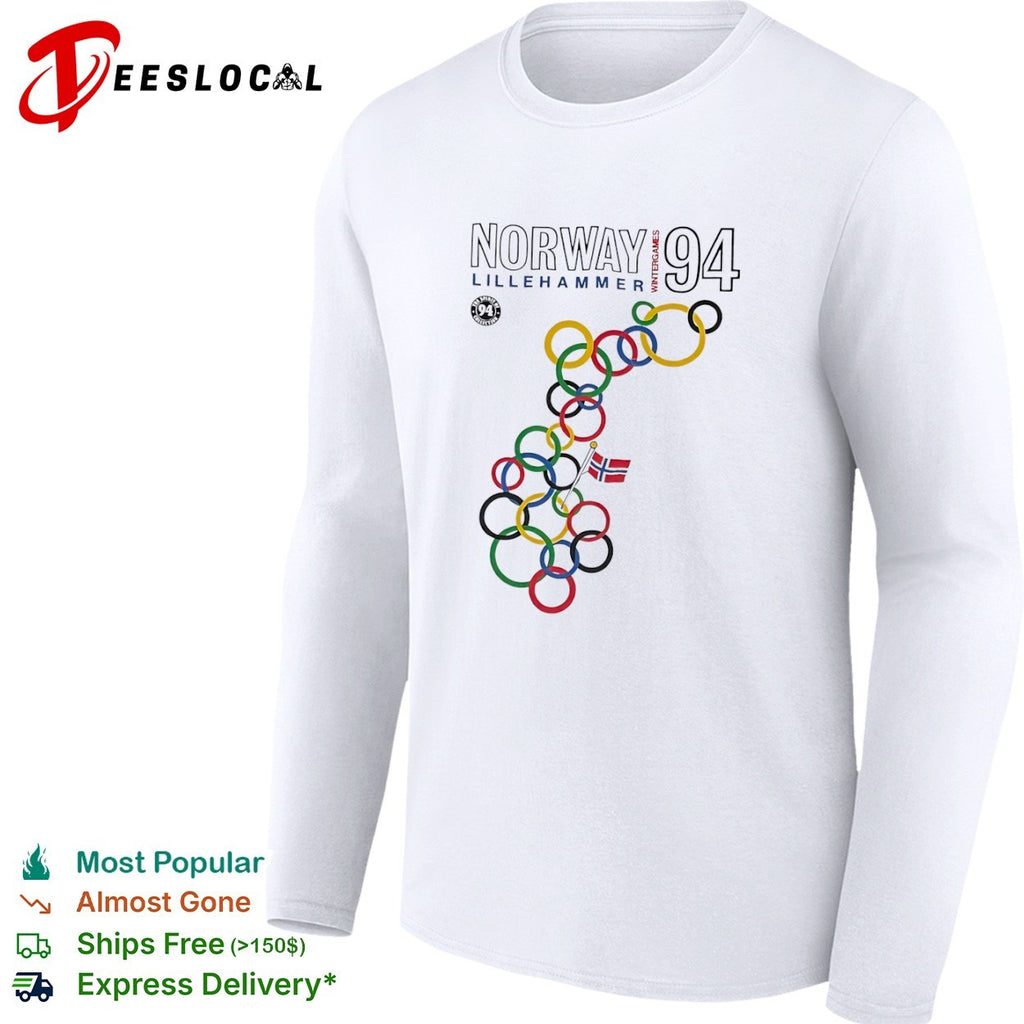 Lillehammer Wintergames rings map Norway 1994 shirt