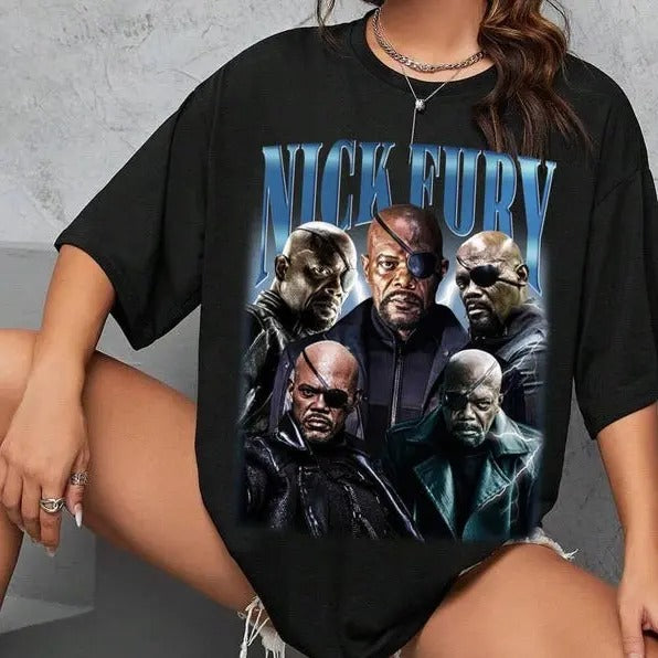 Limited Nick Fury Vintage T-Shirt, Gift for Woman and Man Unisex T-Shirt Oversized Top Womenswear Original Hoodie, Sweatshirt