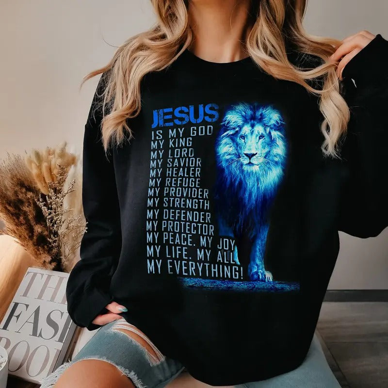 Lion Christian Jesus Is My God King, Lord, and Savior T-Shirts, Hoodie, Sweatshirt | CiraTrend.com