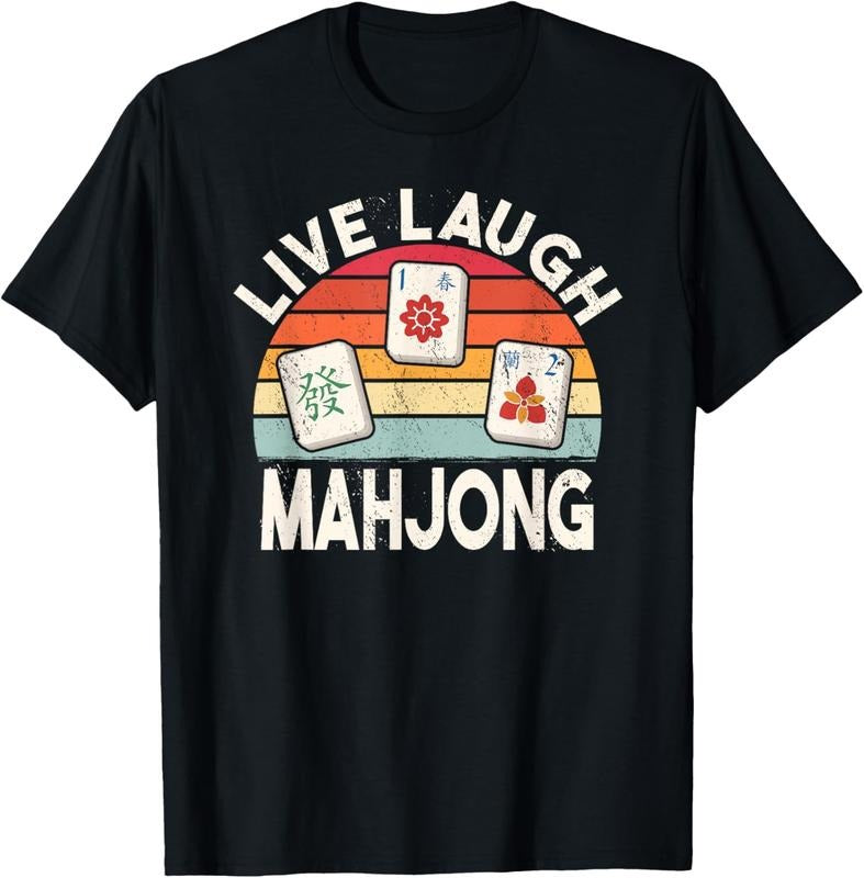 Live Laugh Mahjong retro mah-jongg chinese game tiles T-Shirt Hoodie, Sweatshirt | CiraTrend.com