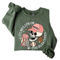 Living Life on the Bleachers Mama Sweatshirt, Skull Sweatshirt, Sports and Coffee Sweater, Baseball Mom Shirt Womenswear...