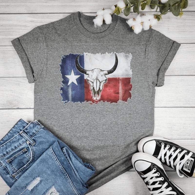 Longhorn Texas Flag Graphic T-shirt Hoodie, Sweatshirt | CiraTrend.com