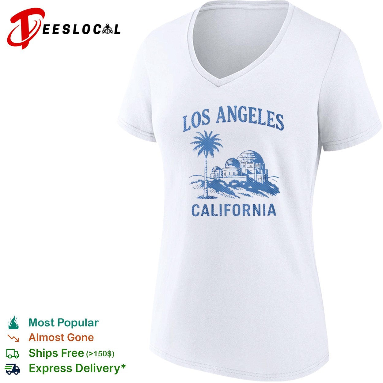 Los Angeles California palm tree observatory travel shirt