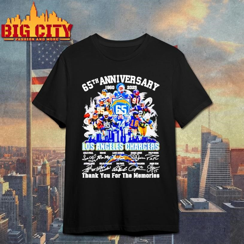 Los Angeles Chargers 65th Anniversary 1960-2025 thank you for the memories shirt