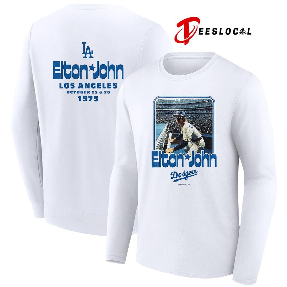 Los Angeles Dodgers x Elton John 1975 sportique white duke photo shirt