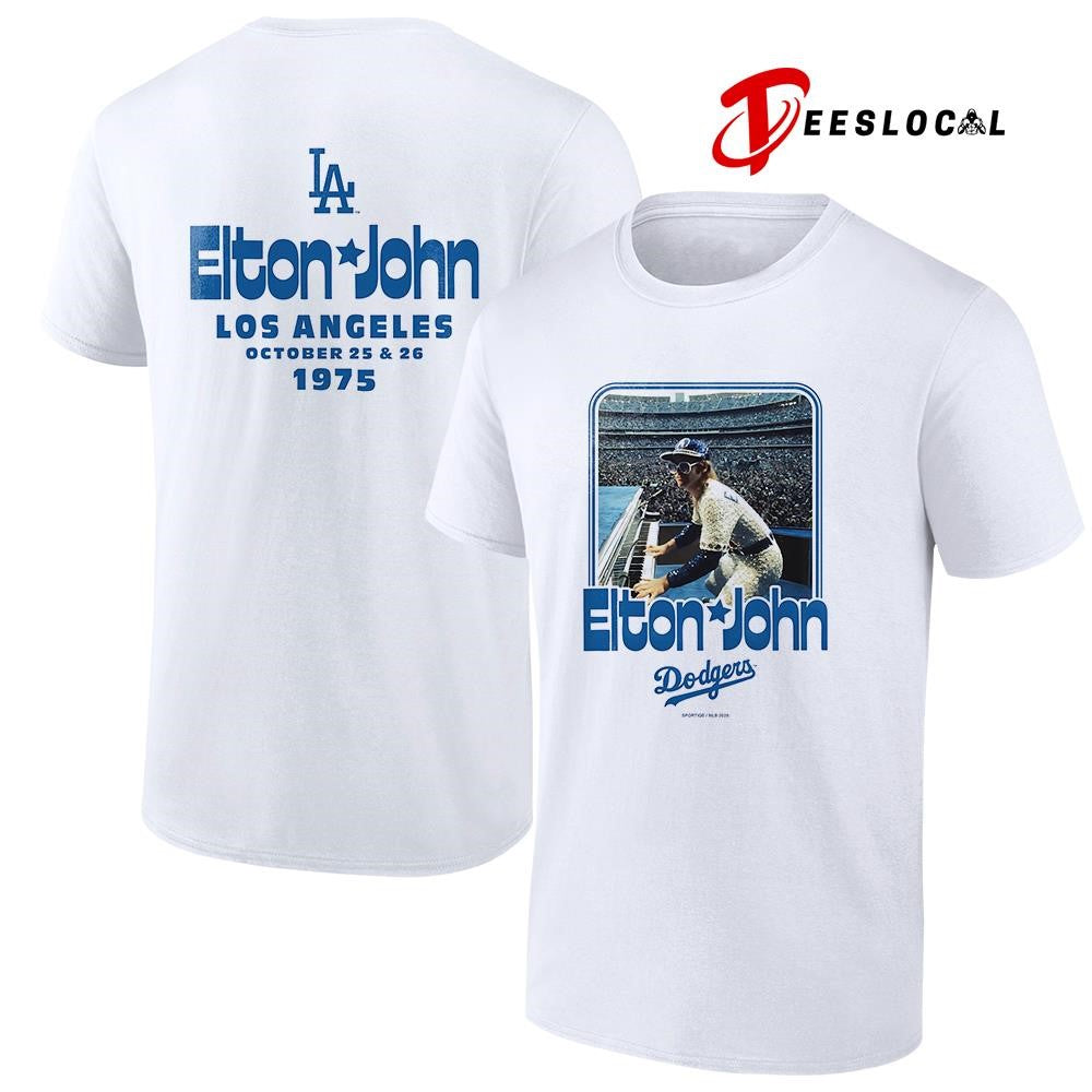 Los Angeles Dodgers x Elton John 1975 sportique white duke photo shirt