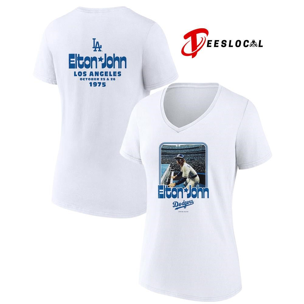 Los Angeles Dodgers x Elton John 1975 sportique white duke photo shirt