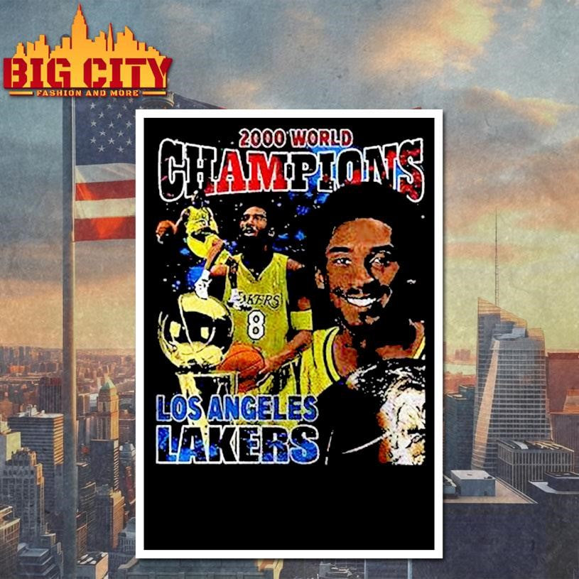 Los Angeles Lakers Kobe Bryant 2000 World Champions Graphic Vintage Shirt