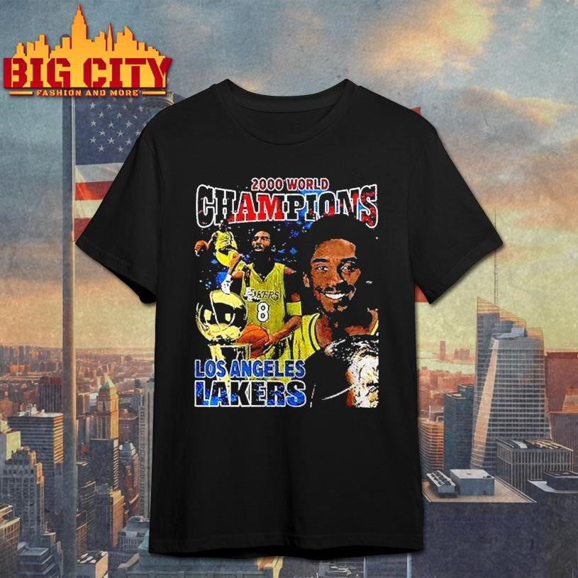 Los Angeles Lakers Kobe Bryant 2000 World Champions Graphic Vintage Shirt