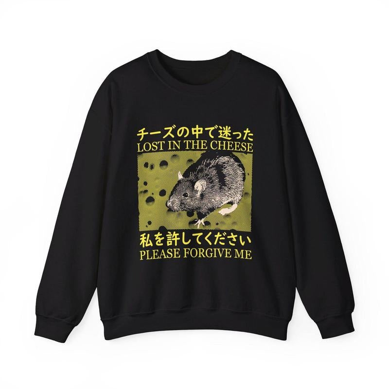 Lost in the Cheese Rat Crewneck Sweatshirt T-Shirts, Hoodie | CiraTrend.com