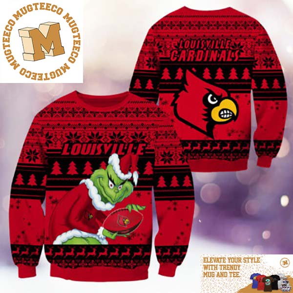 Louisville Cardinals NCAA Grinch Funny Xmas 2023 Gift For Holiday Ugly Christmas Sweater