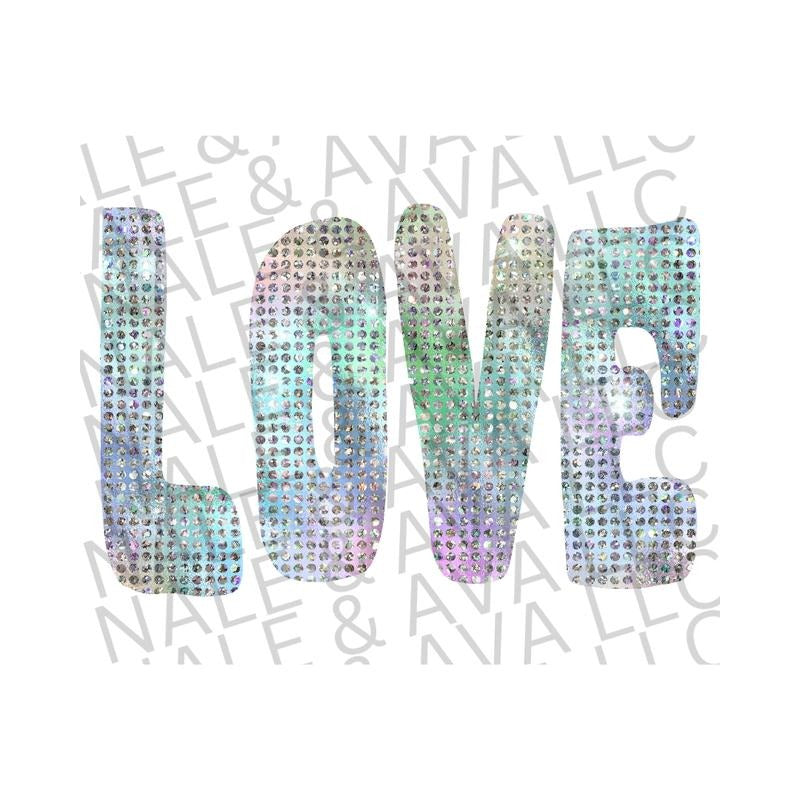 Love Faux Sequin DTF Transfer T-Shirts, Hoodie, Sweatshirt | CiraTrend.com