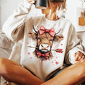 Love Season Highland Cow | Western Coquette Crewneck Sweatshirt | Valentine Gift T-Shirts, Hoodie | CiraTrend.com