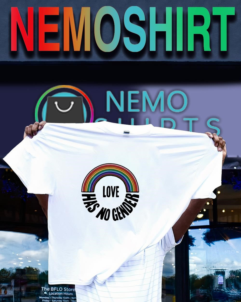 Love has no gender LGBT rainbow heart logo shirt