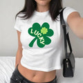 Lucky Green Clover Baby Tee, St Paddys Baby Tee, St Patrick's Day , Y2K 2000's Style Tee, St. Patrick's Day T-, Women's...