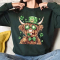 Lucky Highland Cow St. Patrick's Day Sweatshirt, St. Patrick's Day Sweatshirt For Women, Funny St. Patty's Day Shirt, Cow...