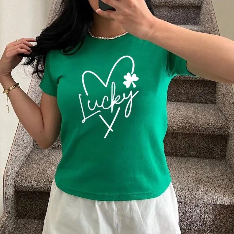 Lucky St Patrick's Day Crewneck, Lucky Heart, Shamrock Baby Tee, Unisex Baby Tee, Saint Patrick's Day, St Patrick's Day,...