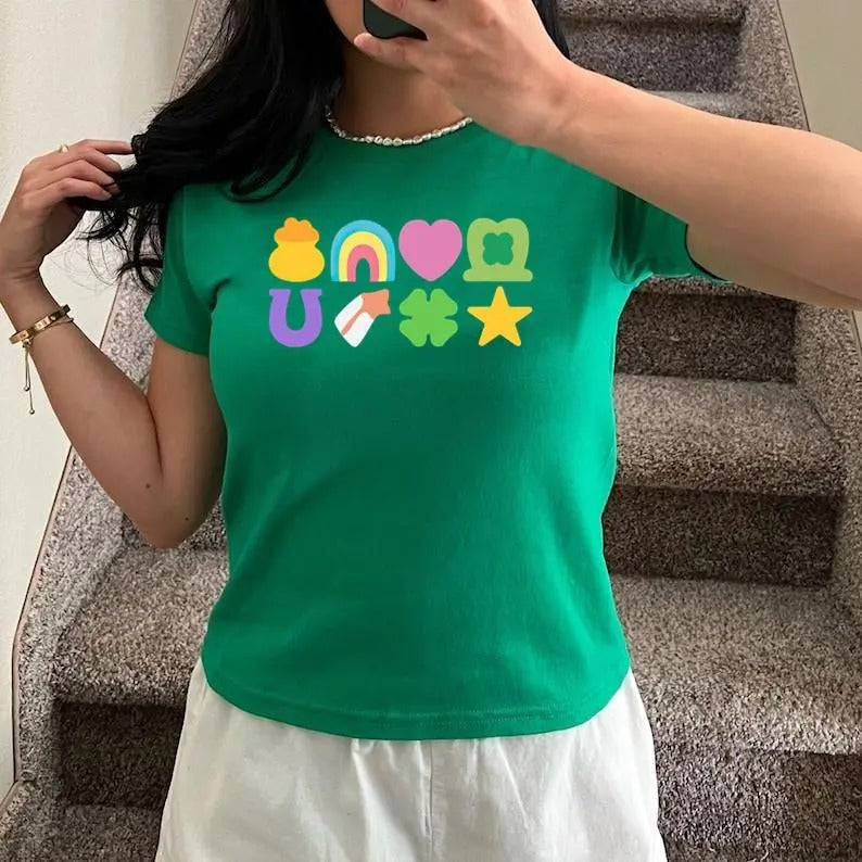 Lucky St Patrick's Day Shirt, St Patrick's Day Baby Tee, Lucky Charm Baby Tee, Irish Day Baby Tee, Lucky Shamrocks...