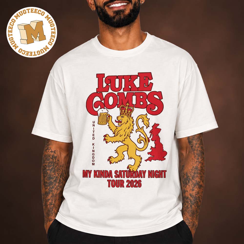 Luke Combs My Kinda Saturday Night 2026 United Kingdom Tour Lion Beer T Shirt