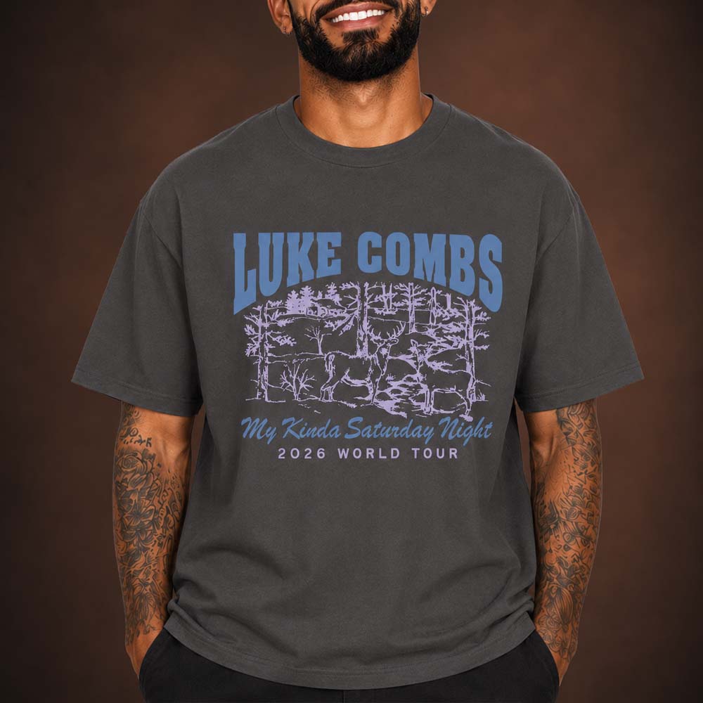 Luke Combs My Kinda Saturday Night 2026 United Kingdom Tour Unisex Grey T Shirt