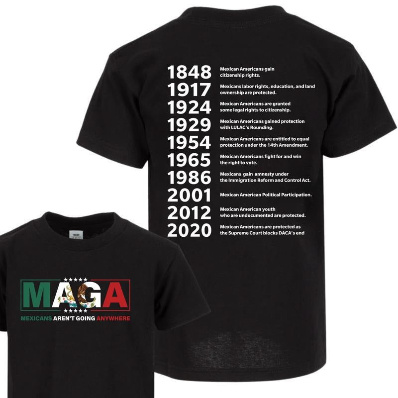 MAGA Mexicans Arent Going Anywhere Immigration 2 Sides T-Shirt, Mexicans Migrants, Funny Political Shirts, Trendy Shirt...