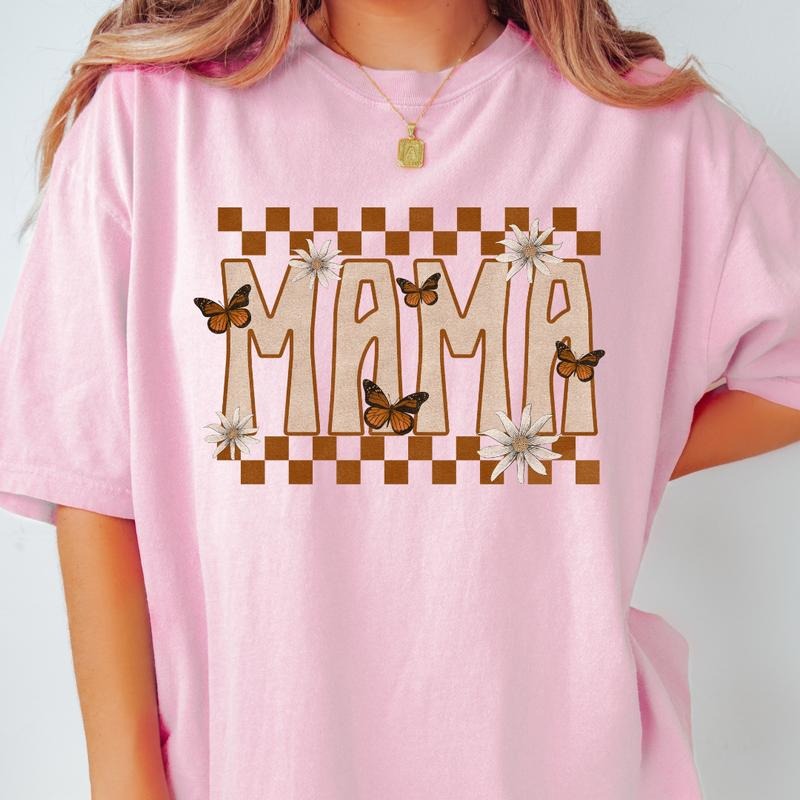 MAMA BUTTERFLY T-SHIRT SHIRT, COMFORT COLORS CASUAL COTTON T-SHIRT FOR MOMS Fabric Top Hoodie, Sweatshirt | CiraTrend.com