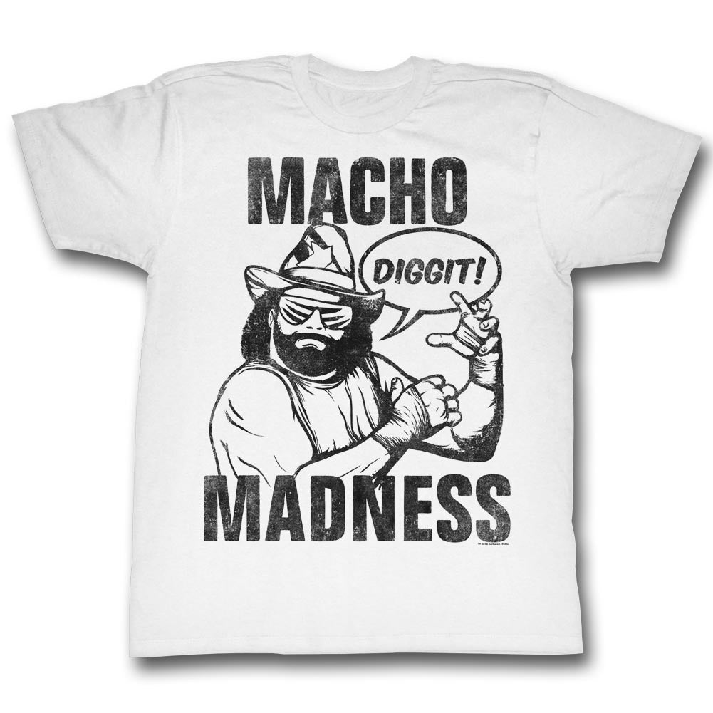 Macho Man Mens S/S T-Shirt - Diggit - Solid White Hoodie, Sweatshirt | CiraTrend.com