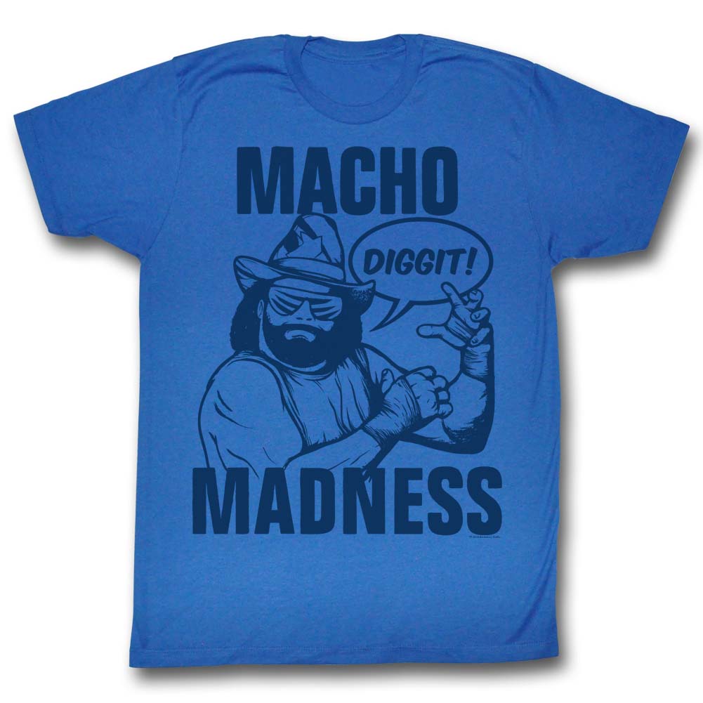 Macho Man Mens S/S T-Shirt - Blue On Blue - Solid Royal Hoodie, Sweatshirt | CiraTrend.com