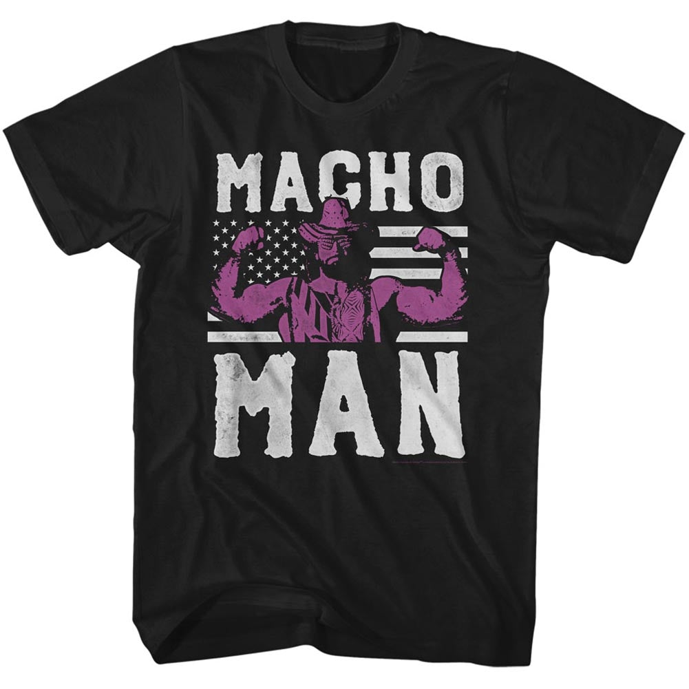 Macho Man Mens S/S T-Shirt - American Hero - Solid Black Hoodie, Sweatshirt | CiraTrend.com