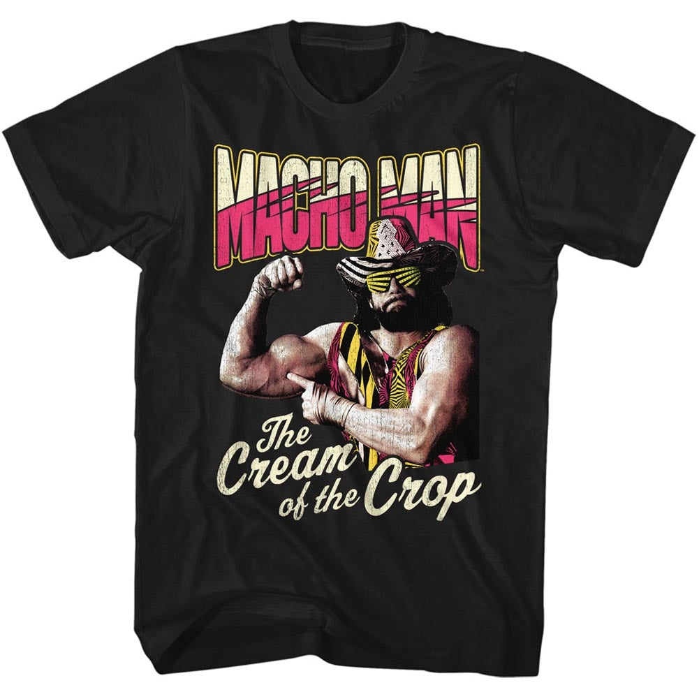 Macho Man Mens S/S T-Shirt - Cream Of The Crop - Solid Black Hoodie, Sweatshirt | CiraTrend.com