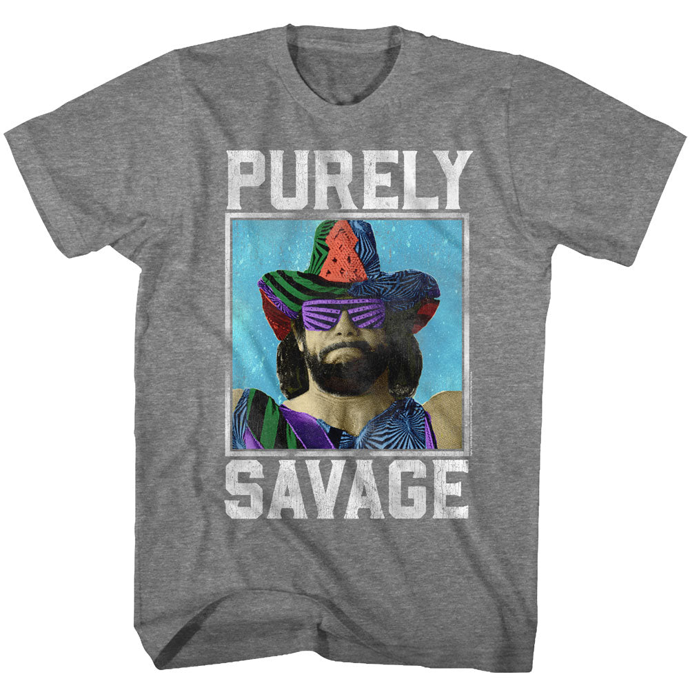 Macho Man Mens S/S T-Shirt - Purely Savage - Heather Graphite Heather Hoodie, Sweatshirt | CiraTrend.com
