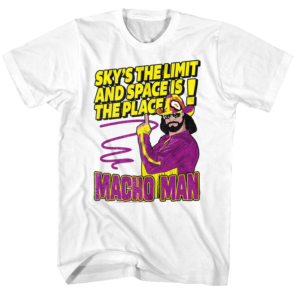 Macho Man Mens S/S T-Shirt - Sky'S The Limit - Solid White Hoodie, Sweatshirt | CiraTrend.com