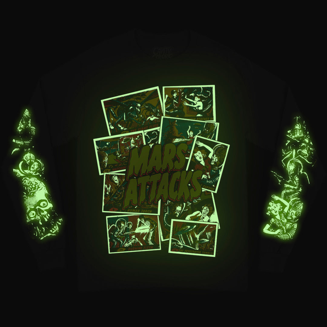 MARS ATTACKS: WAX PACK LEGACY - LONG SLEEVE SHIRT (GLOW IN THE DARK) Hoodie, Sweatshirt | CiraTrend.com (Image 2)